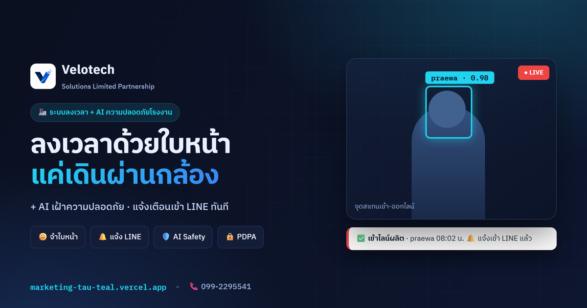 ระบบลงเวลาไลน์ผลิต + AI CCTV ความปลอดภัย